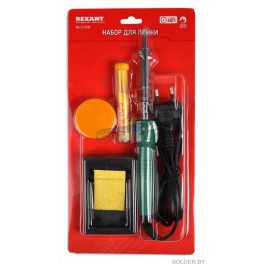Набор для пайки №11 (паяльник 40Вт, подставка, губка для удаления припоя, канифоль, припой) REXANT а