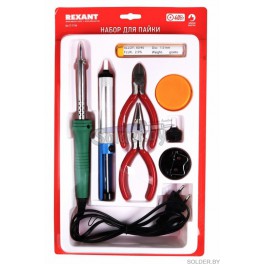 Набор для пайки №13 (паяльник 40Вт, подставка, губка для удаления припоя, канифоль, припой) REXANT а