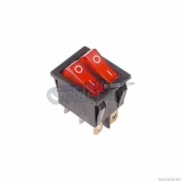 Выключатель клавишный 250V 15А (6с) ON-OFF красн. с подсв. ДВОЙНОЙ (RWB-511, SC-797) арт. 36-2410