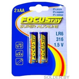 Алкалиновая батарейка FOCUSRAY LR6 (упак. 2 шт.) Алкалиновая батарейка FOCUSRAY LR6 (упак. 2 шт.)