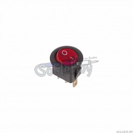 Выключатель клавишный круглый 250V 6А (3с) ON-OFF красный  с подсветкой  (RWB-214, арт. 36-2570