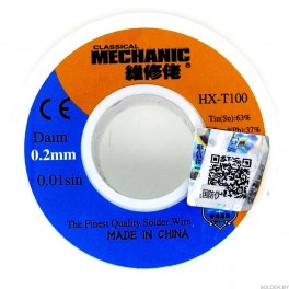 Припой-катушка Mechanic 0,2мм 55г HX-100 Sn63Pb 37