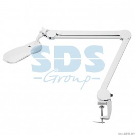 Лупа на струбцине квадратная 3D+20D с подсветкой 6LED, серия EXPERT, белая REXANT арт. 31-0565