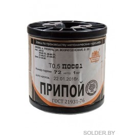 Припой-катушка 1,0 кг. ПОС-61 д.0.5мм с канифолью
