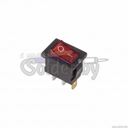 Выключатель клавишный 250V 6А (3с) ON-OFF красный с подсветкой Mini (RWB-206, SC-768) арт. 36-2150